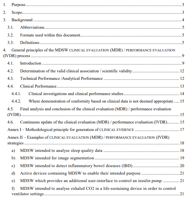 Inhalt von MDCG 2020-1 Klinische Bewertung für Software Medizinprodukte